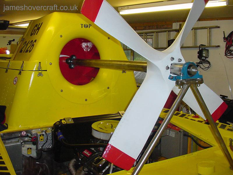 Restoring an old Tiger 12 hovercraft to a fully working state - Main drive fan, and its location over the engine (credit: ).